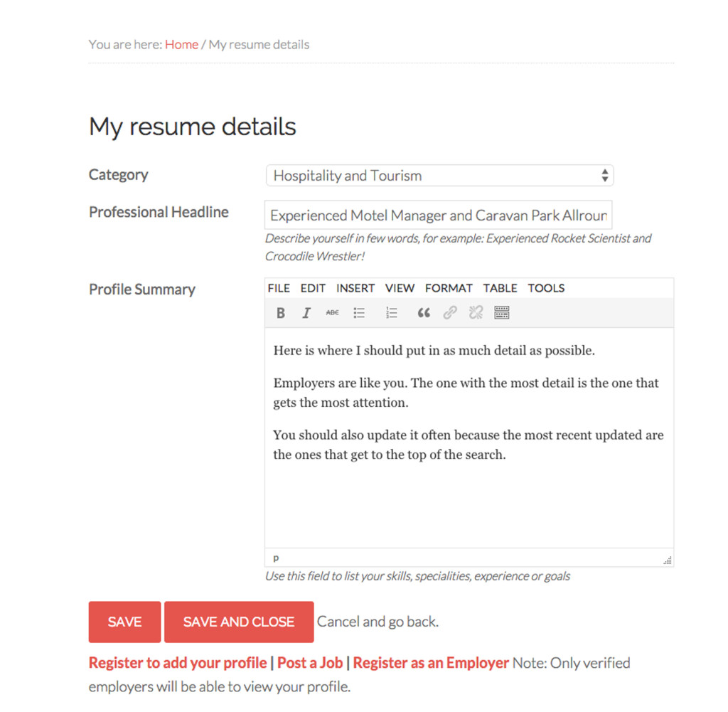 My Resume Details